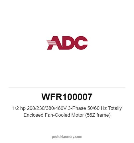 ADC WFR100007 1/2 hp 208/230/380/460V 3-Phase 50/60 Hz Totally Enclosed Fan-Cooled Motor (56Z frame) - American Dryer commercial tumble dryer spare part
