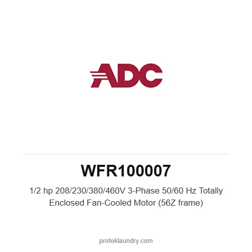ADC WFR100007 1/2 hp 208/230/380/460V 3-Phase 50/60 Hz Totally Enclosed Fan-Cooled Motor (56Z frame) - American Dryer commercial tumble dryer spare part
