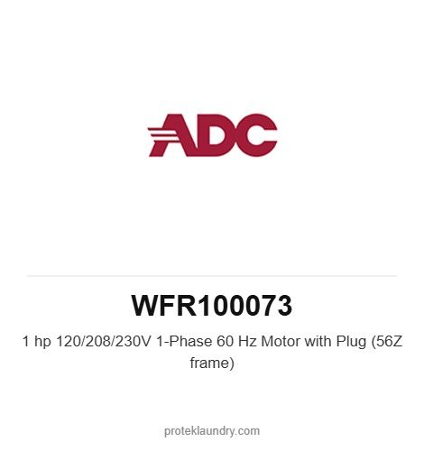 ADC WFR100073 1 hp 120/208/230V 1-Phase 60 Hz Motor with Plug (56Z frame) - American Dryer commercial tumble dryer spare part