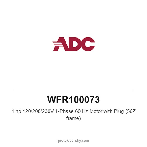 ADC WFR100073 1 hp 120/208/230V 1-Phase 60 Hz Motor with Plug (56Z frame) - American Dryer commercial tumble dryer spare part