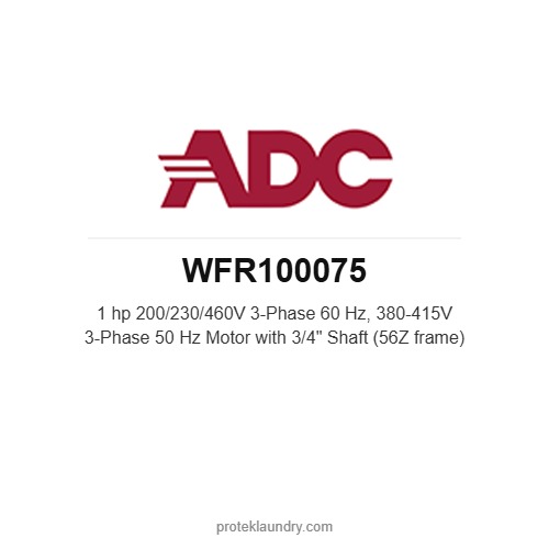 ADC WFR100075 1 hp 200/230/460V 3-Phase 60 Hz, 380-415V 3-Phase 50 Hz Motor with 3/4" Shaft (56Z frame) - American Dryer commercial tumble dryer spare part