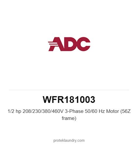 ADC WFR181003 1/2 hp 208/230/380/460V 3-Phase 50/60 Hz Motor (56Z frame) - American Dryer commercial tumble dryer spare part