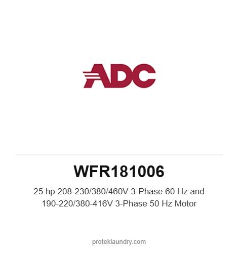 ADC WFR181006 25 hp 208-230/380/460V 3-Phase 60 Hz and 190-220/380-416V 3-Phase 50 Hz Motor - American Dryer commercial tumble dryer spare part