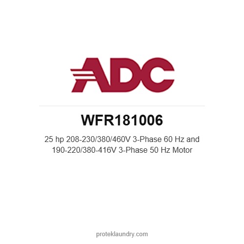 ADC WFR181006 25 hp 208-230/380/460V 3-Phase 60 Hz and 190-220/380-416V 3-Phase 50 Hz Motor - American Dryer commercial tumble dryer spare part