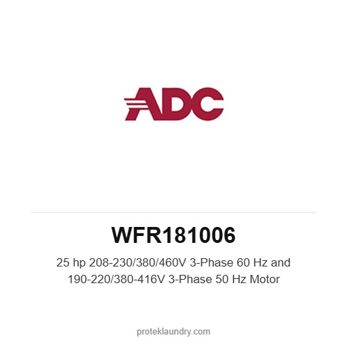 ADC WFR181006 25 hp 208-230/380/460V 3-Phase 60 Hz and 190-220/380-416V 3-Phase 50 Hz Motor - American Dryer commercial tumble dryer spare part