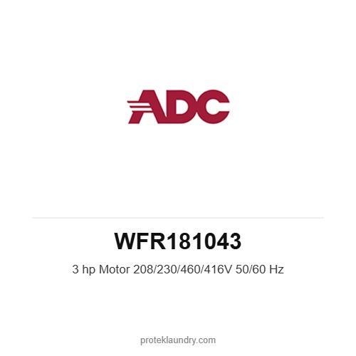 ADC WFR181043 3 hp Motor 208/230/460/416V 50/60 Hz - American Dryer commercial tumble dryer spare part