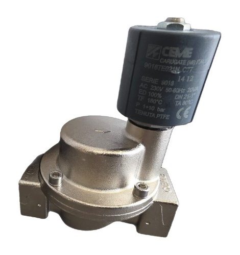 Ceme Solenoid Steam Valve 9016TE021NC77, 1", Teflon, 230V 50/60Hz - for steam boilers, ironing and pressing tables, steam dryers and washers