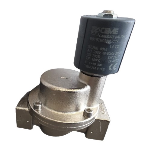 Ceme Solenoid Steam Valve 9016TE021NC77, 1", Teflon, 230V 50/60Hz - for steam boilers, ironing and pressing tables, steam dryers and washers